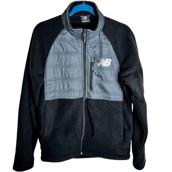 New Balance Fleece Jacket Size Small Black Grey Mock Collar Full Zip Barely Worn - Picture 1 of 13